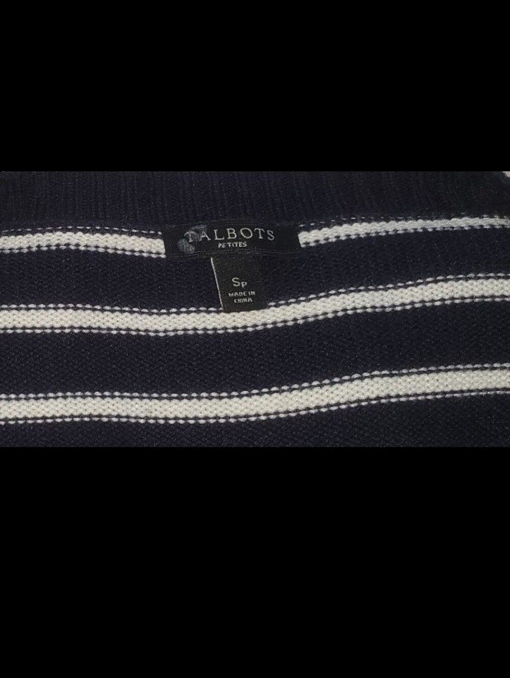 Talbots Sweater Talbots Stripe Sweater Talbots Navy Sweater Small Talbot Top New - Picture 6 of 12